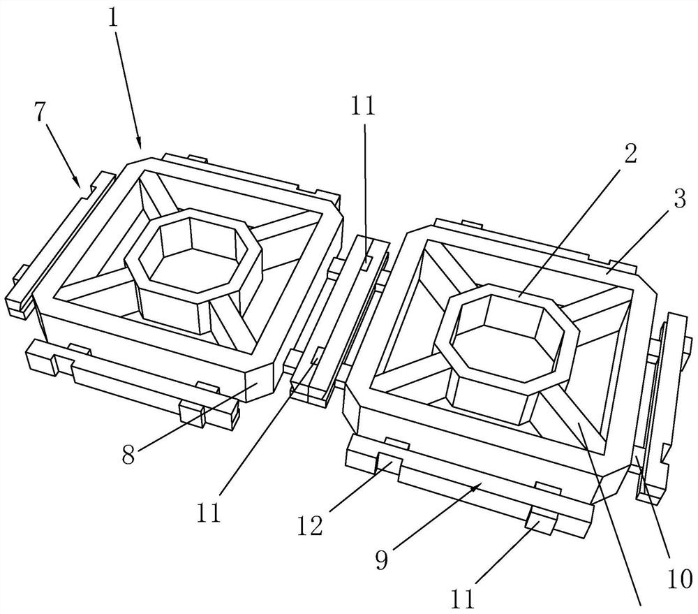 An ecological block revetment block structure and its construction method