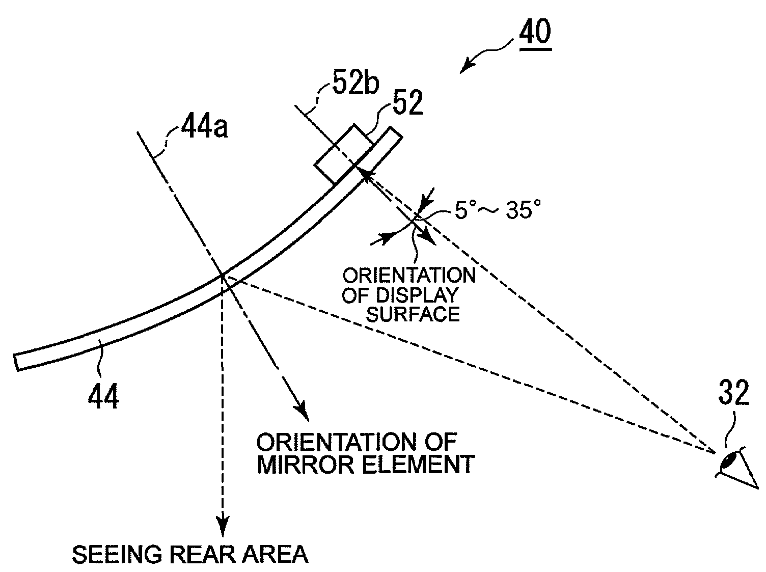 Light-emitting display device-equipped rear-view mirror