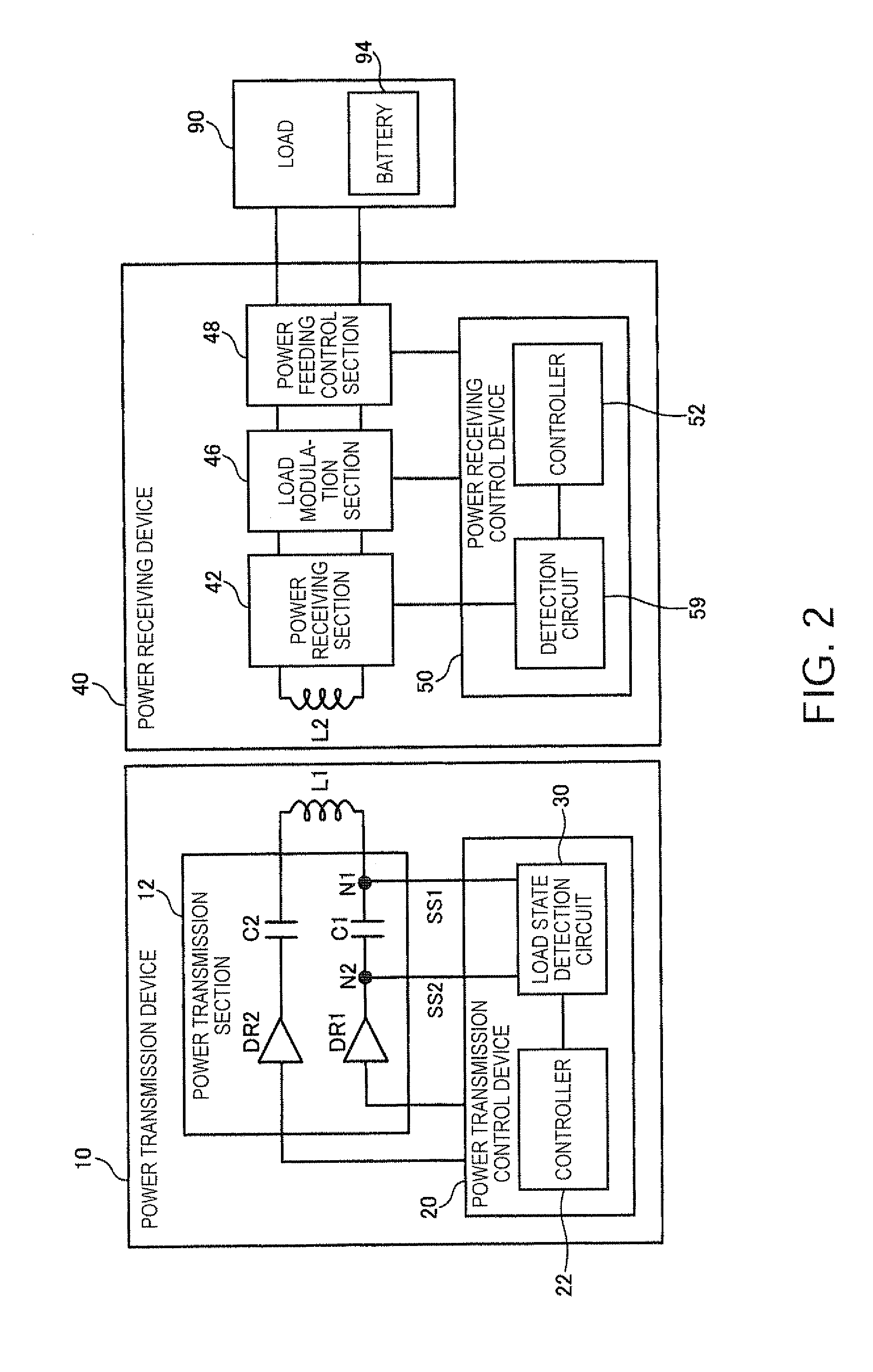 Power transmission control device, power transmission device, electronic apparatus, and load state detection circuit