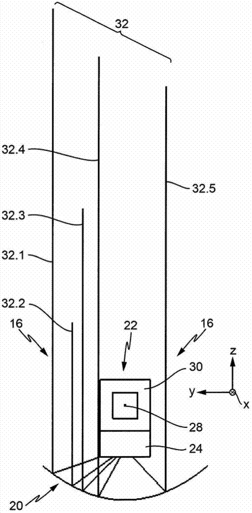 Motor vehicle lighting device for producing band-shaped light-emitting surface