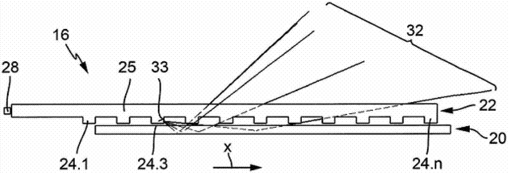 Motor vehicle lighting device for producing band-shaped light-emitting surface