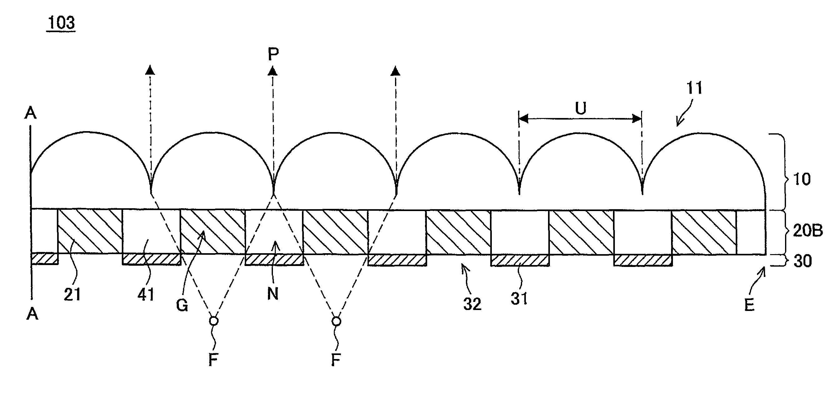 Lens array sheet, light source and liquid crystal display device