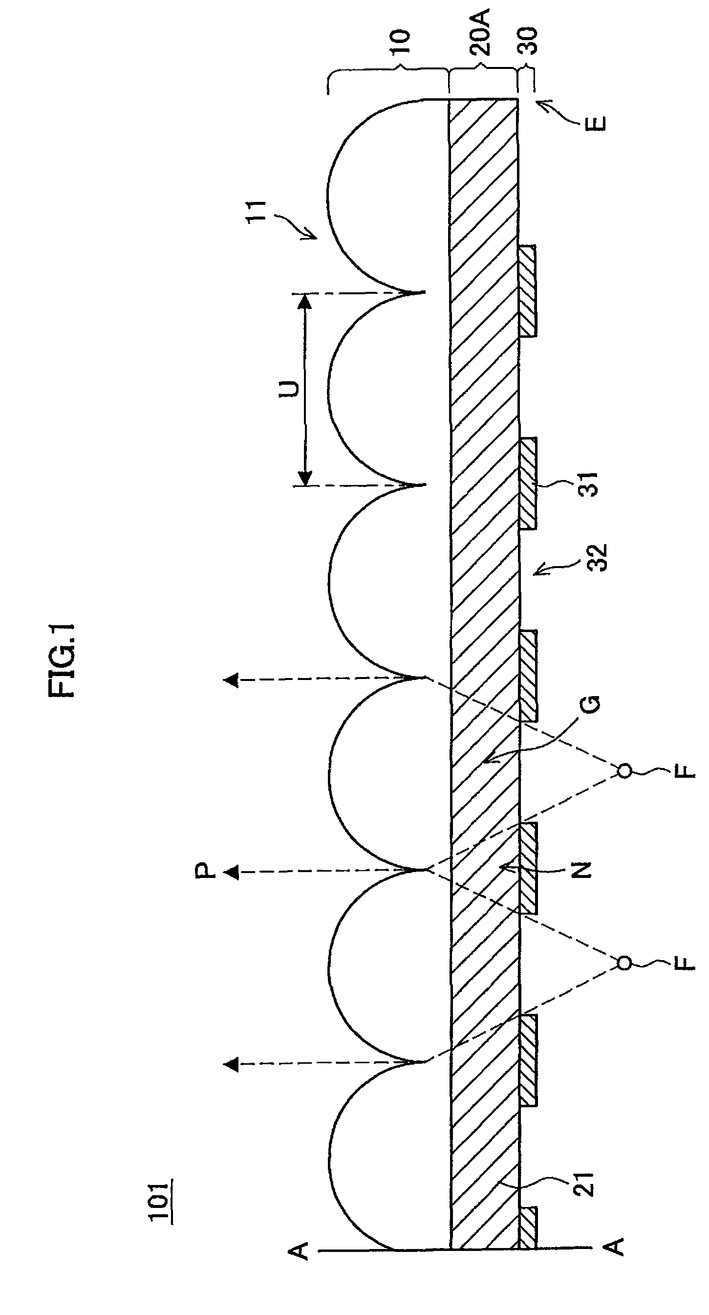 Lens array sheet, light source and liquid crystal display device