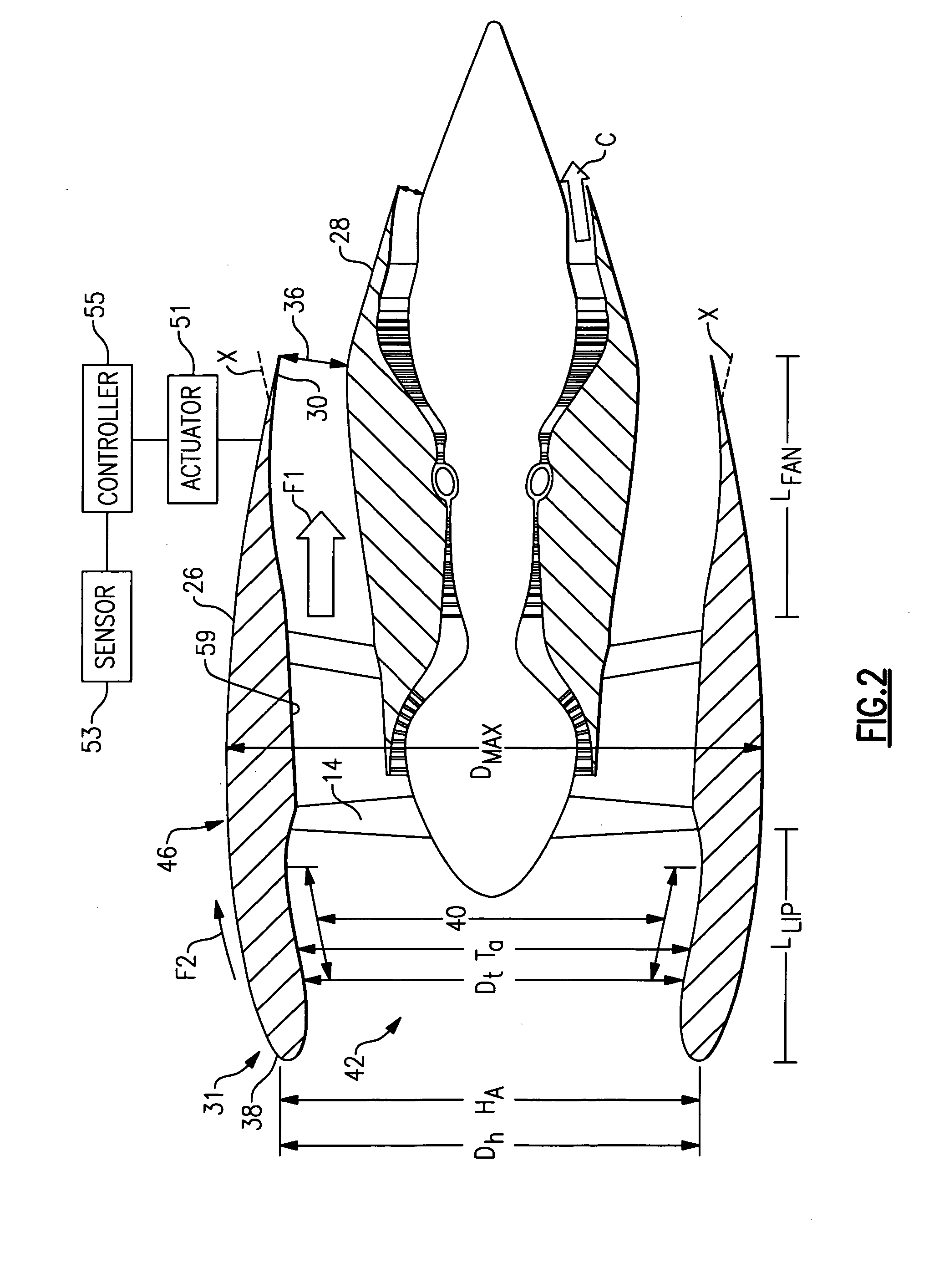 Gas turbine engine having slim-line nacelle