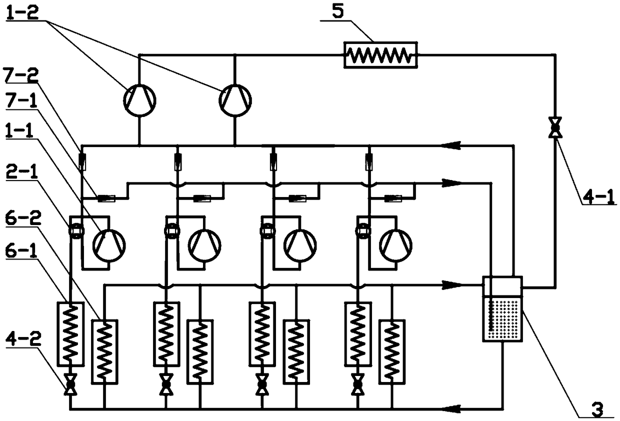 Operation method of two-stage-throttling intermediate complete cooling type refrigeration system and two-stage-throttling intermediate complete cooling type refrigeration system