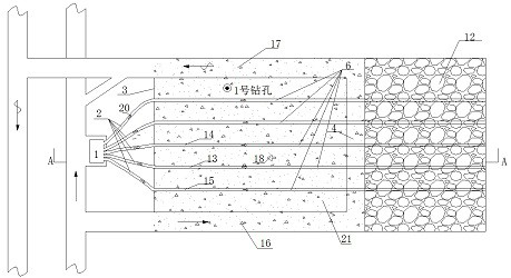 Technology for preventing and treating coal seam roof water damage through dynamic pressure maintaining grouting blocking fissures of horizontal long drill holes in mining fractured zone