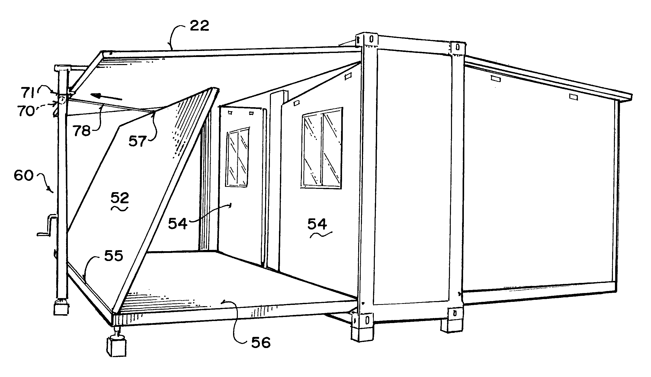 Collapsible modular shelter for containerized transportation