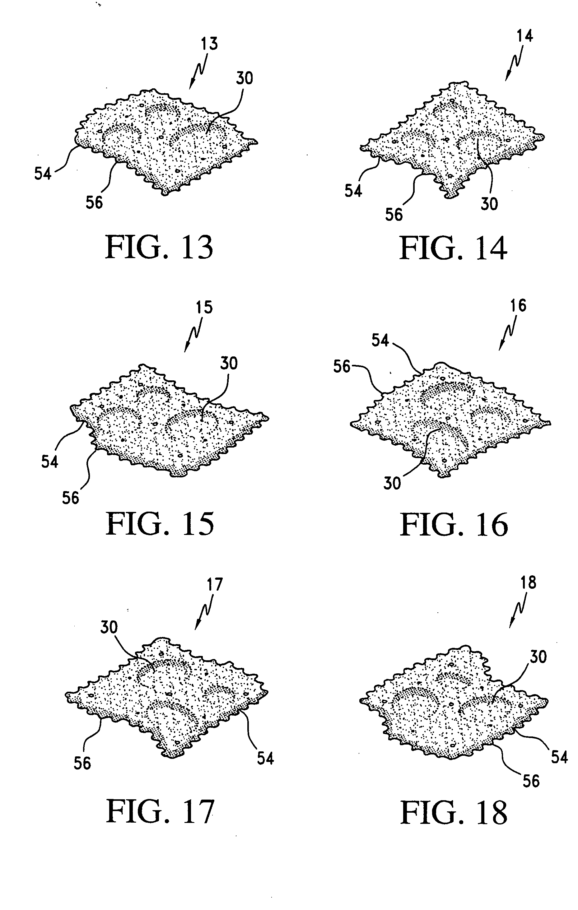 Production of thin, irregular chips with scalloped edges and surface bubbles