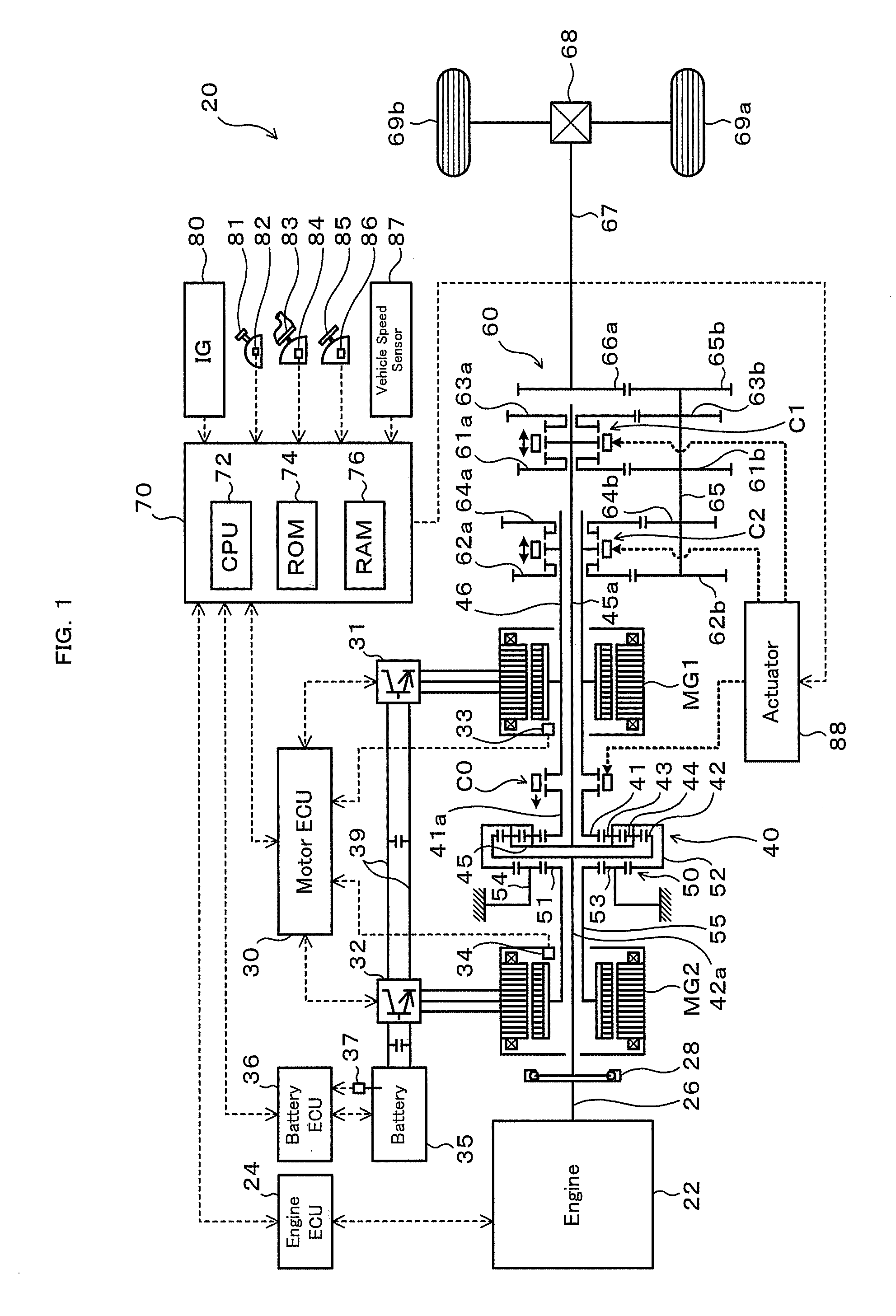 Power output apparatus, vehicle equipped with power output apparatus, and control method of power output apparatus