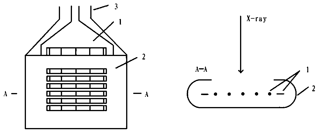 Detector using wire array as cathode, use method and calibration method