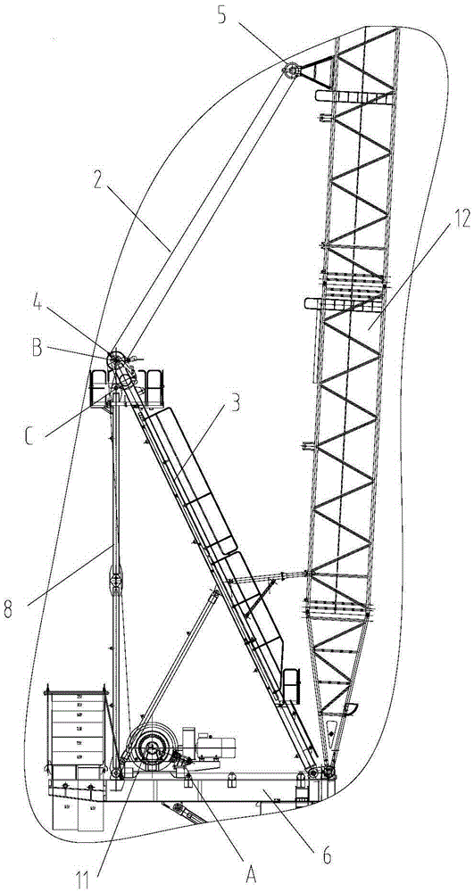 Tower crane anti-drop arm monitoring device, method and tower crane