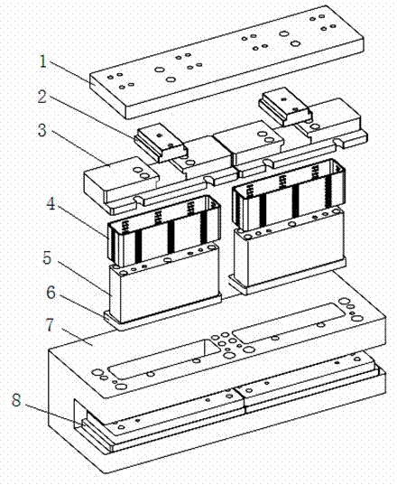 Guiding integrated structural punching die provided with male die or female die