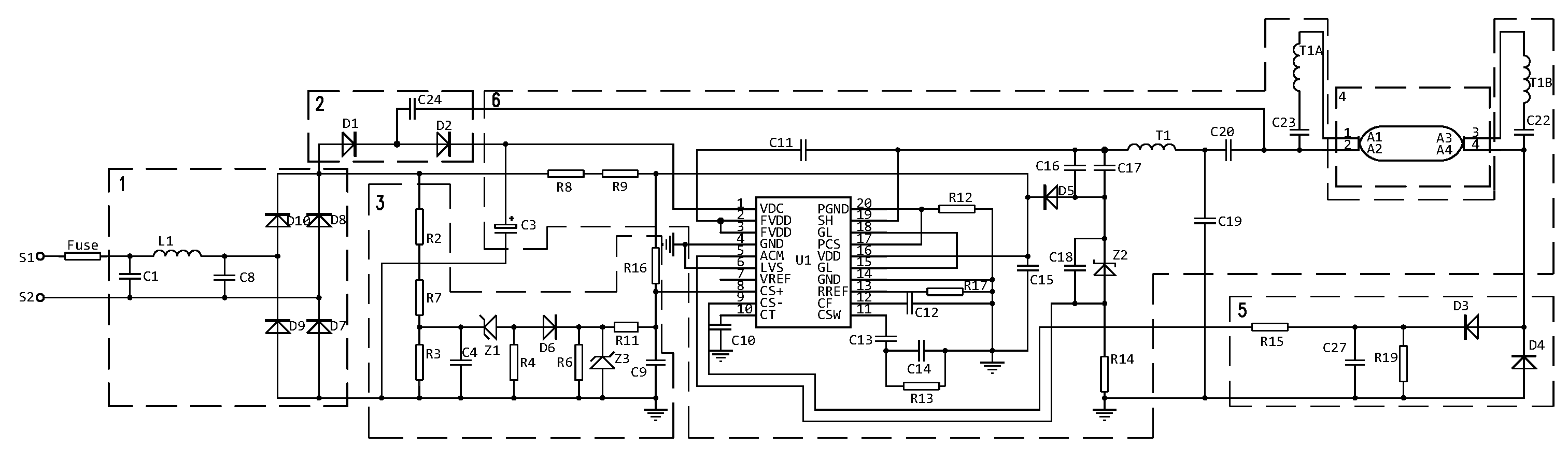 Stepless dimming fluorescent lamp and ballast thereof