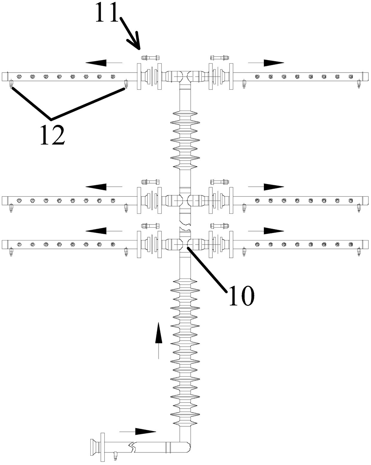 A water-cooling heat dissipation device for 110kv thyristor valve body