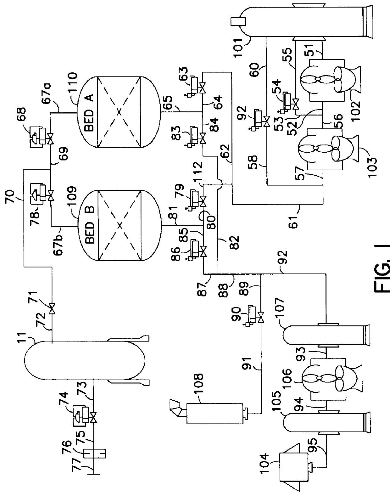 Rotary valve for two bed vacuum pressure swing absorption system