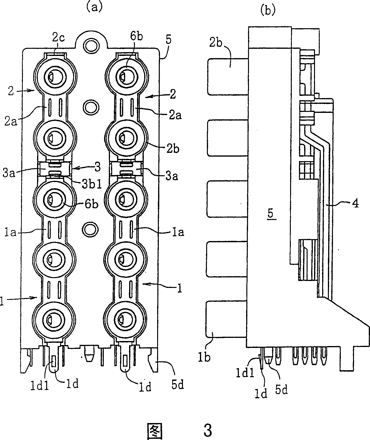 Connecting structure of grounded fitting for stitch jack board