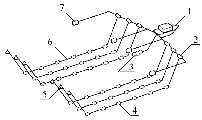 Method for measuring position of marine seismic streamer based on one-way hydroacoustic ranging