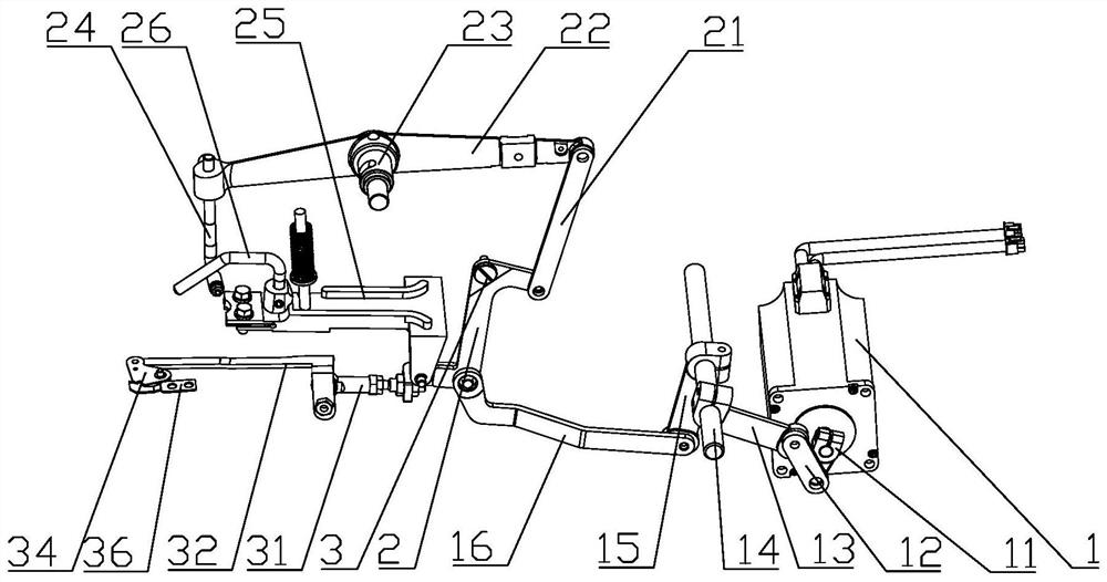 Motor-driven lifting and pressing and thread trimming mechanism for button attaching machine