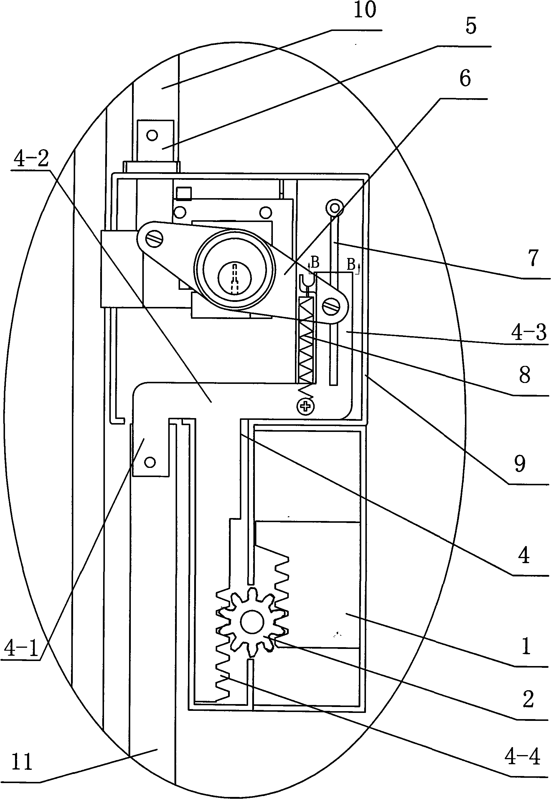 Gear rack transmission type automatic locking device