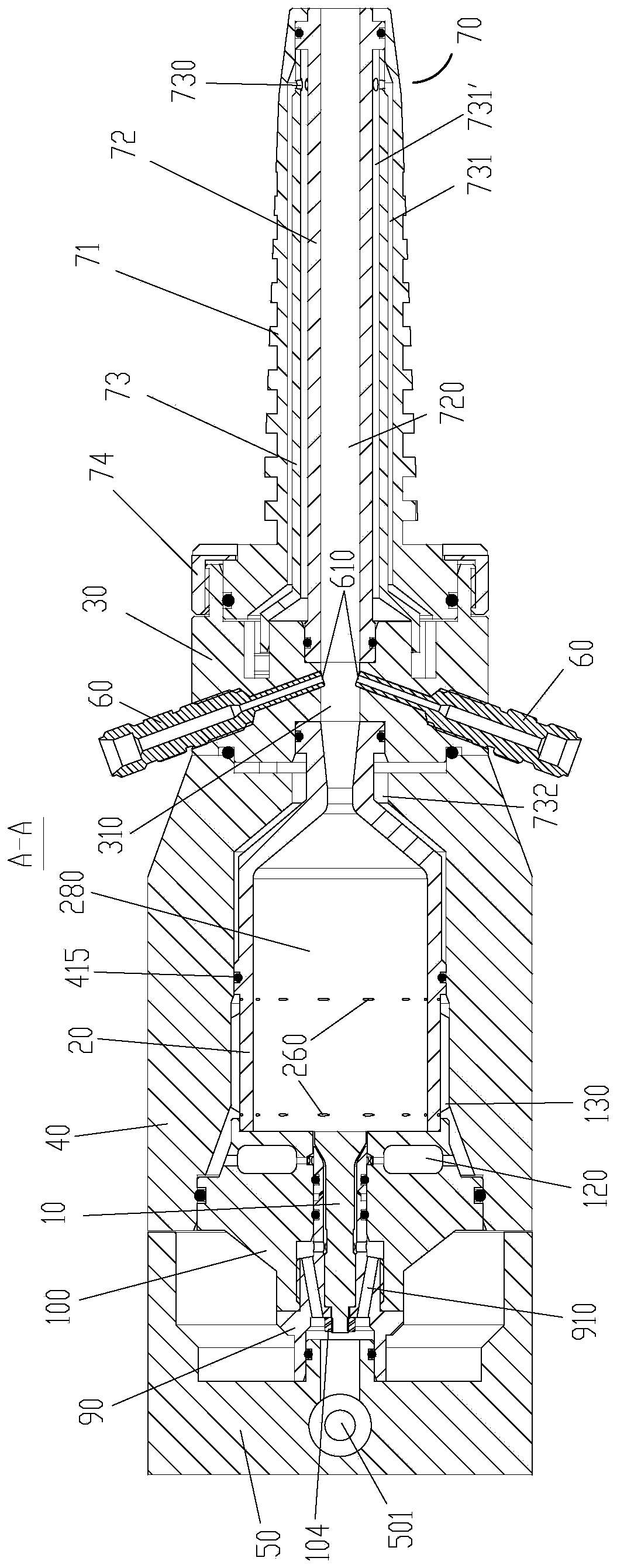 Low-temperature high-speed flame spraying gun