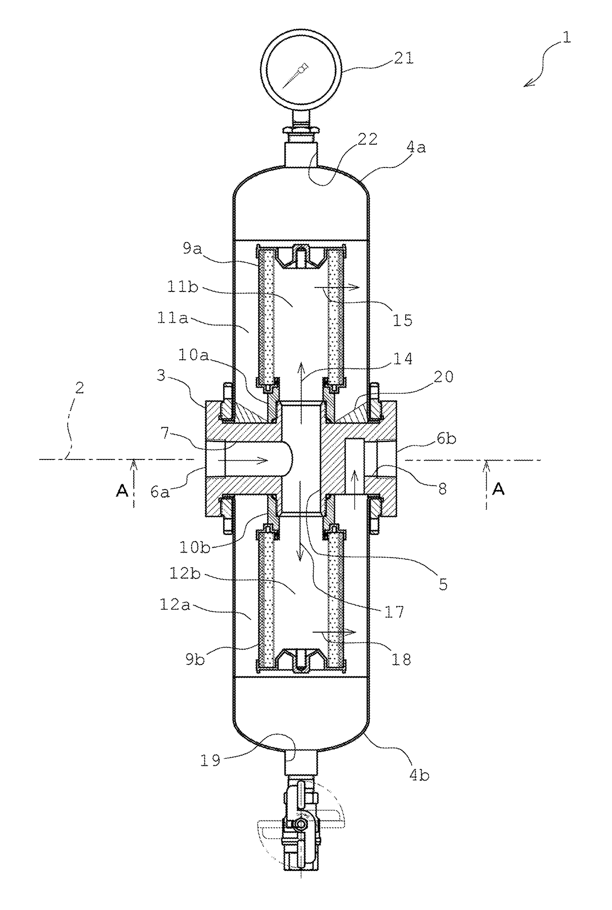 Filter apparatus for compressed air