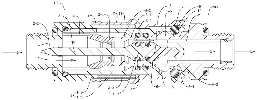 Fluid connector and female end valve rod, female end structure and male end piston thereof