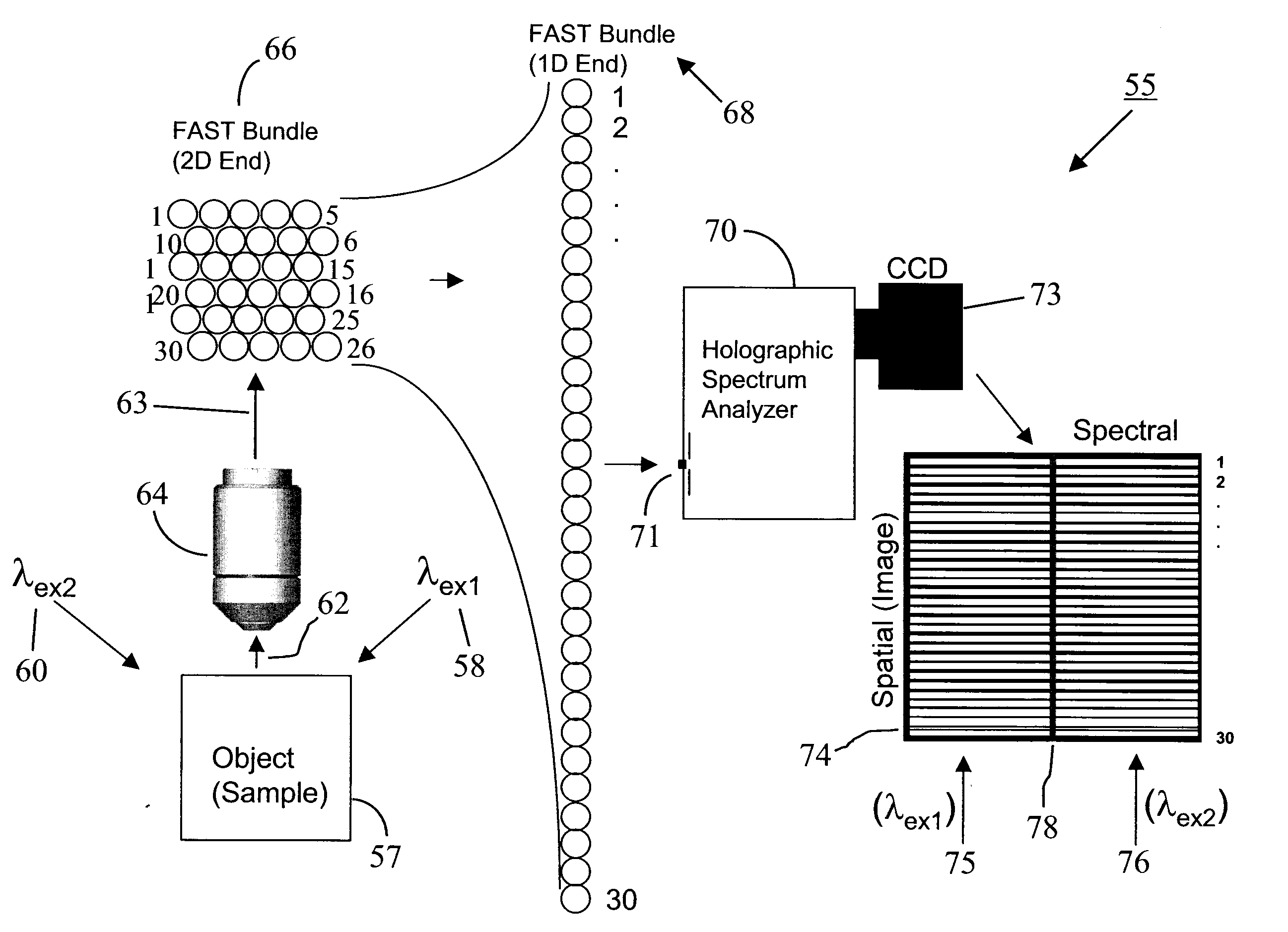 Single detector based dual excitation wavelength spectra display