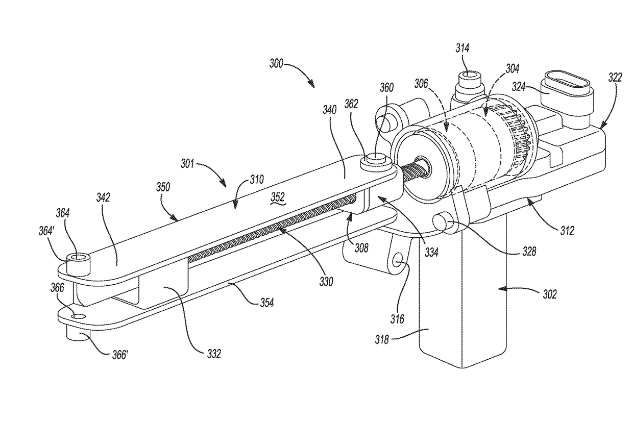 Power swing door actuator with articulating linkage mechanism