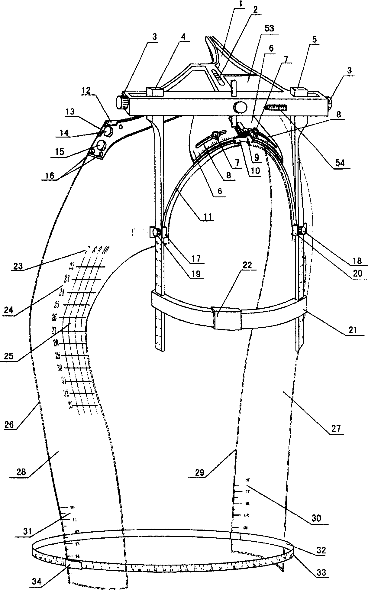 Dress model measuring instrument