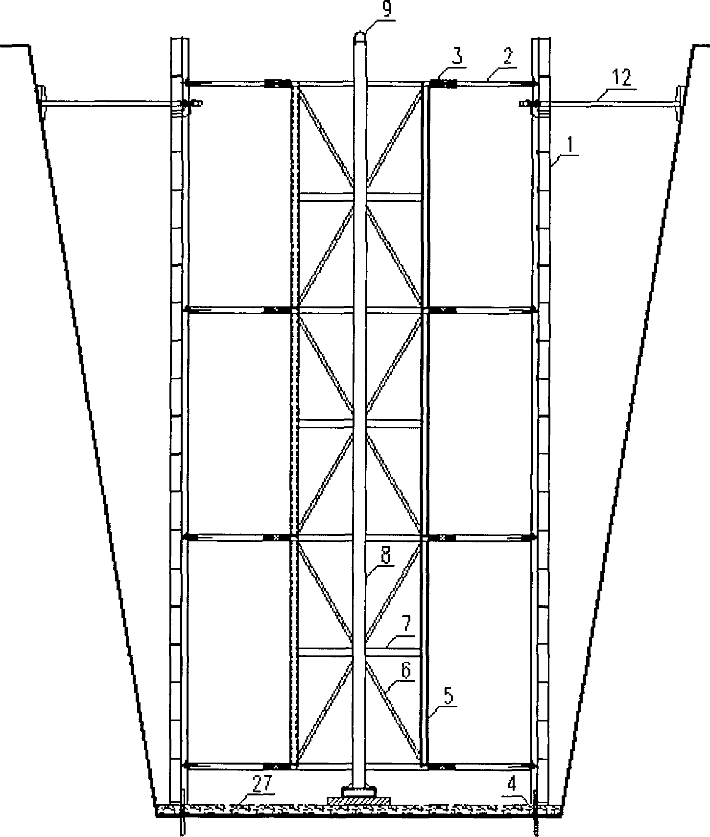 Reversing formwork for manufacturing cast-in-situ prestressed concrete cylindrical fan foundation