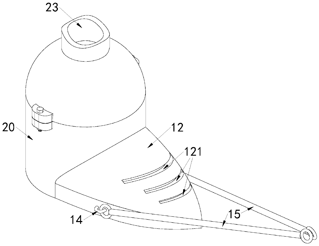 Sand discharging device for river regulation