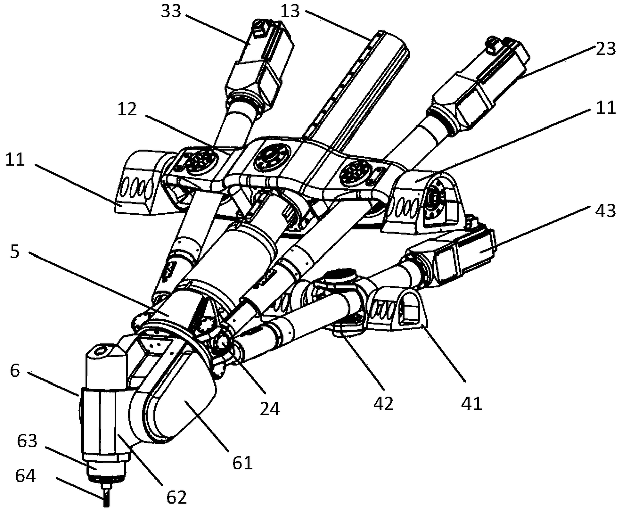 Compensation method for driving joint zero point errors of five-degree-freedom hybrid robot