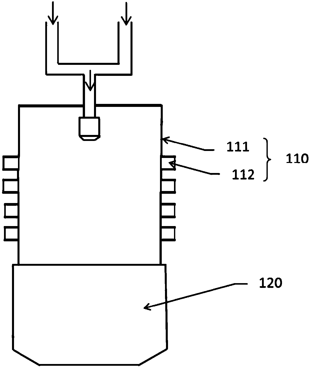 Spray pyrolysis device with microwave heating and method for preparing ternary precursor thereof