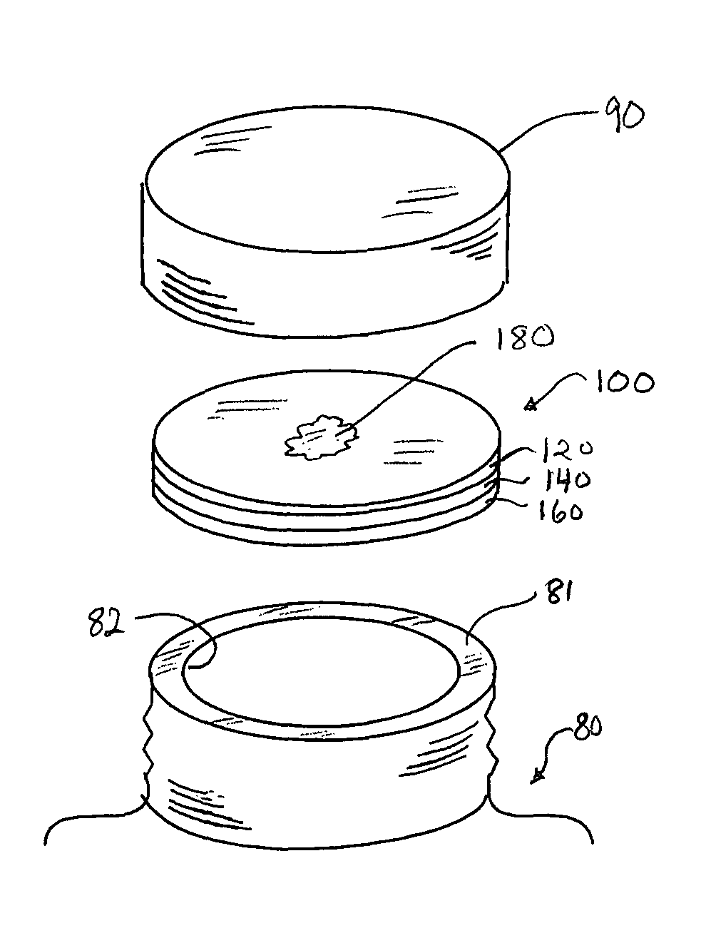 Container sealing material having a heat-releasable interlayer