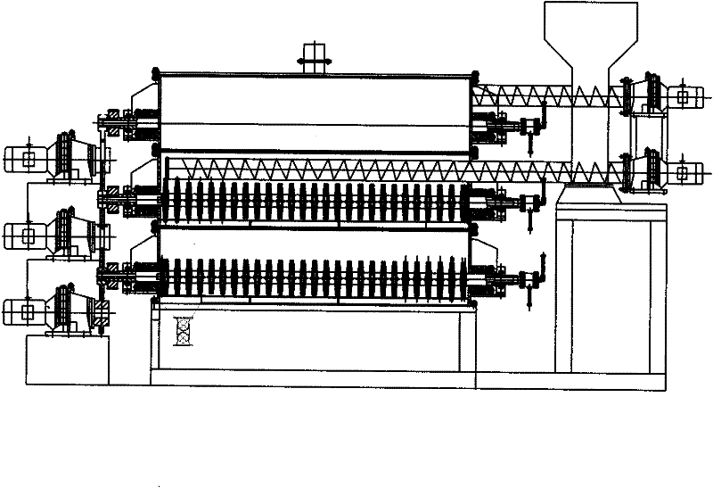 Multi-layer multi-stage large material mixing drying device and process