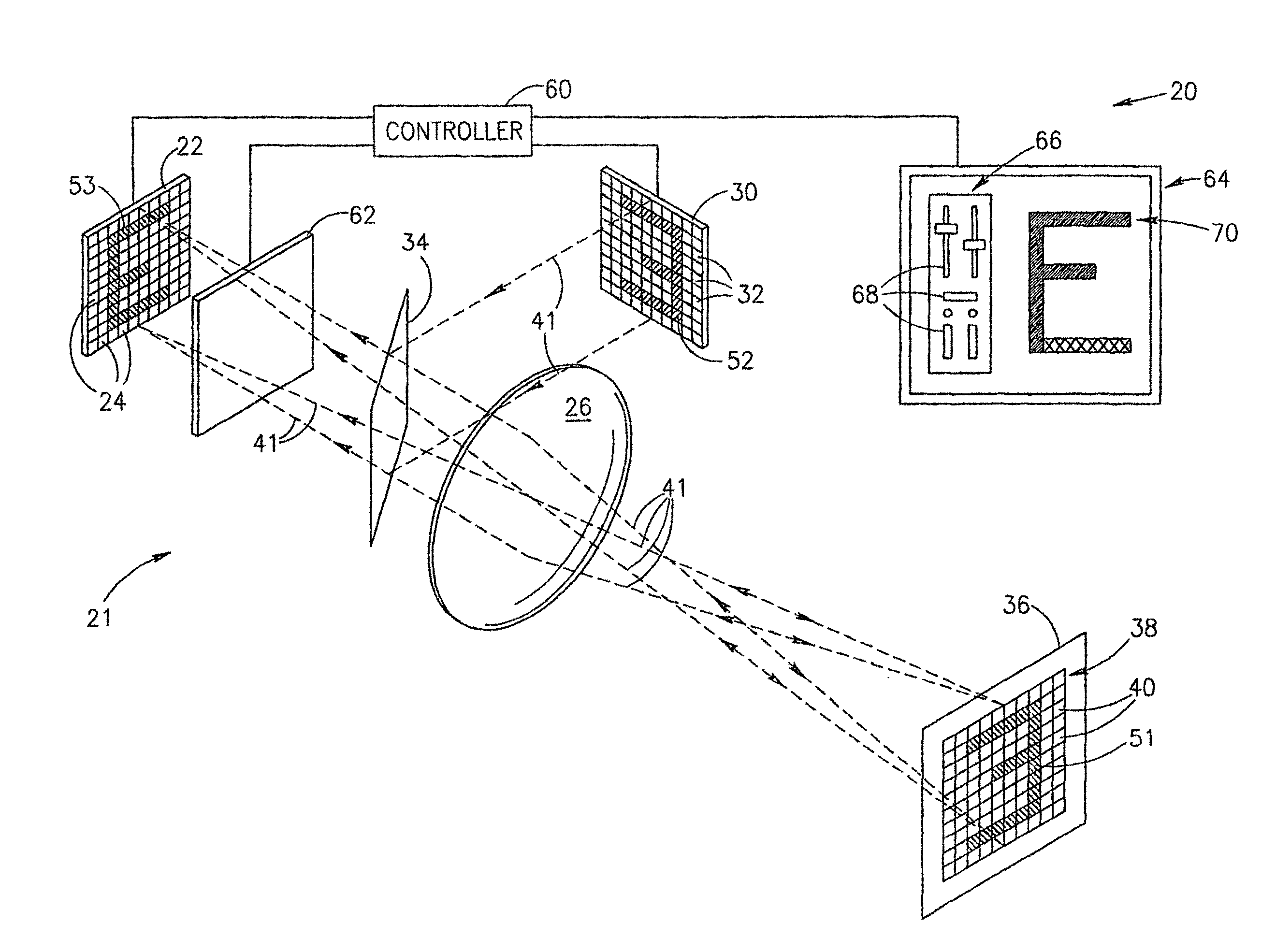 Camera having a through the lens pixel illuminator