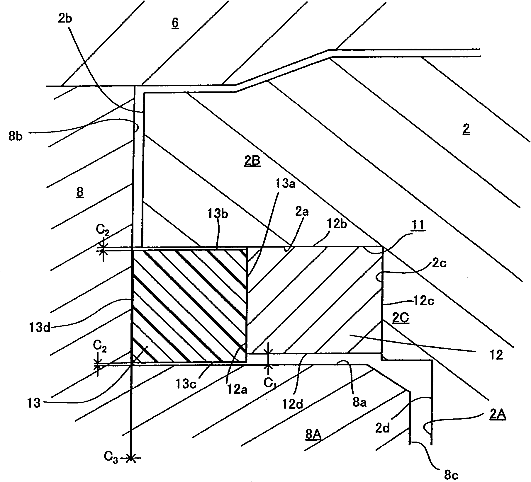 Ring body for suppressing propagation of earth pressure, its mounting structure, disc cutter and roller device