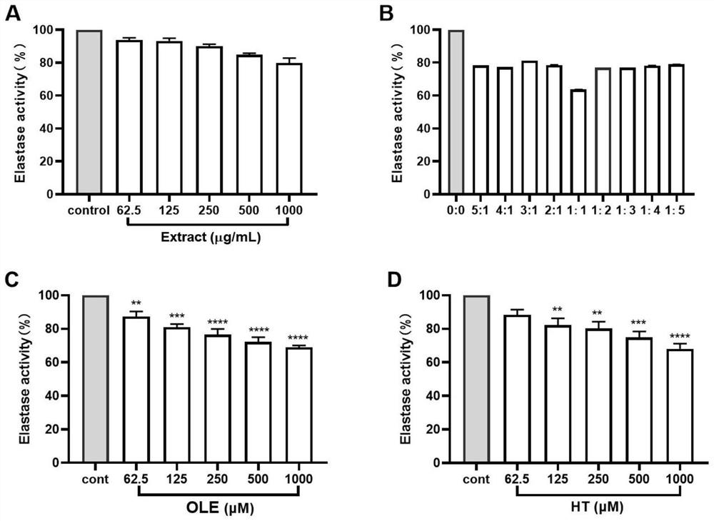 Application of jasminum grandiflorum extract or active ingredients thereof in preparation of elastase inhibitor