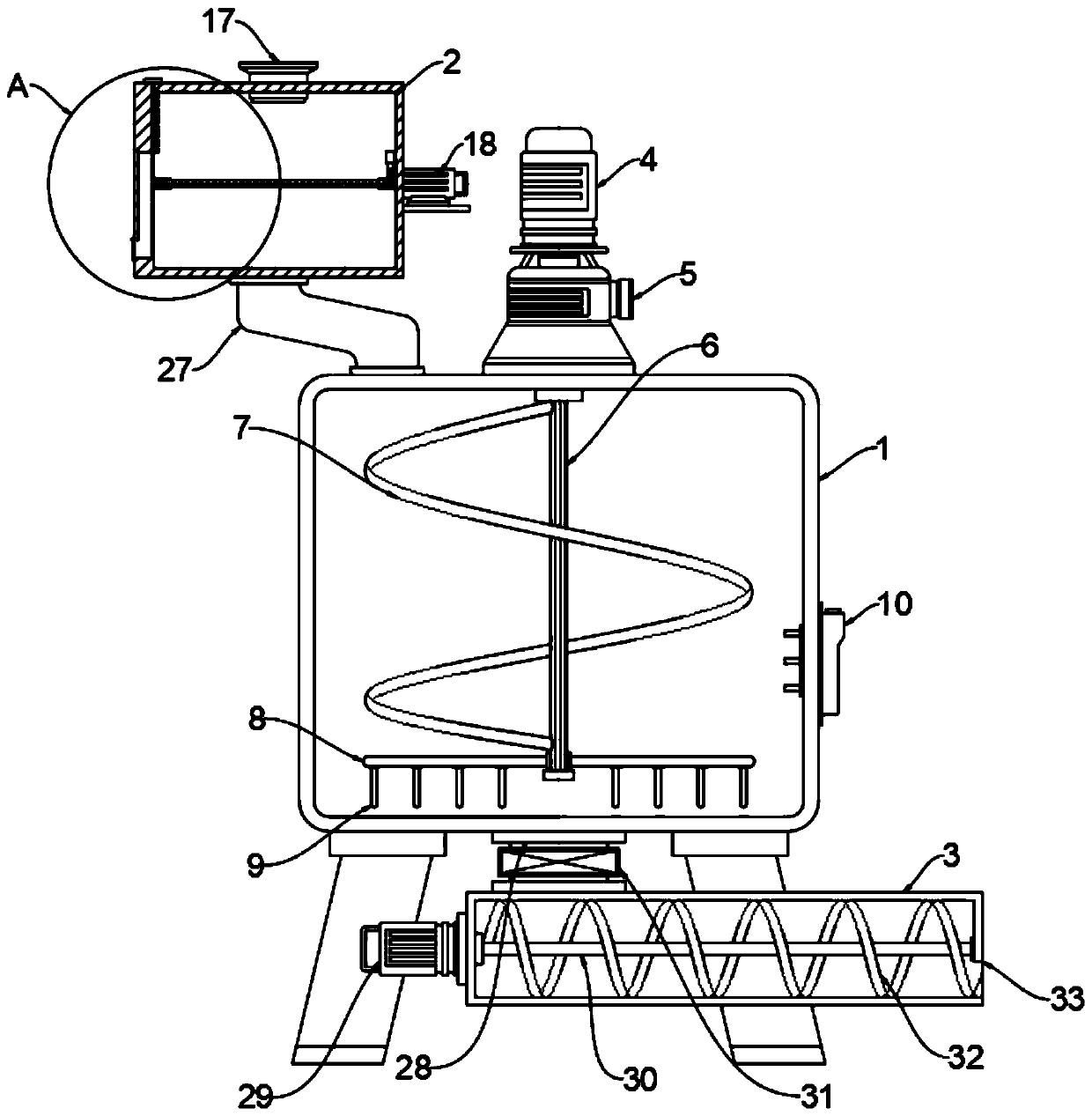 Stirring device for concrete production