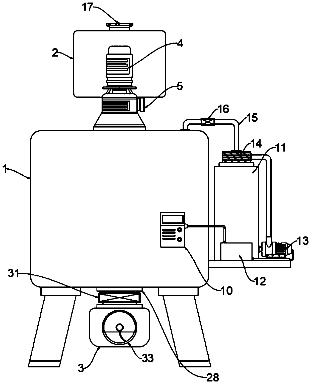 Stirring device for concrete production