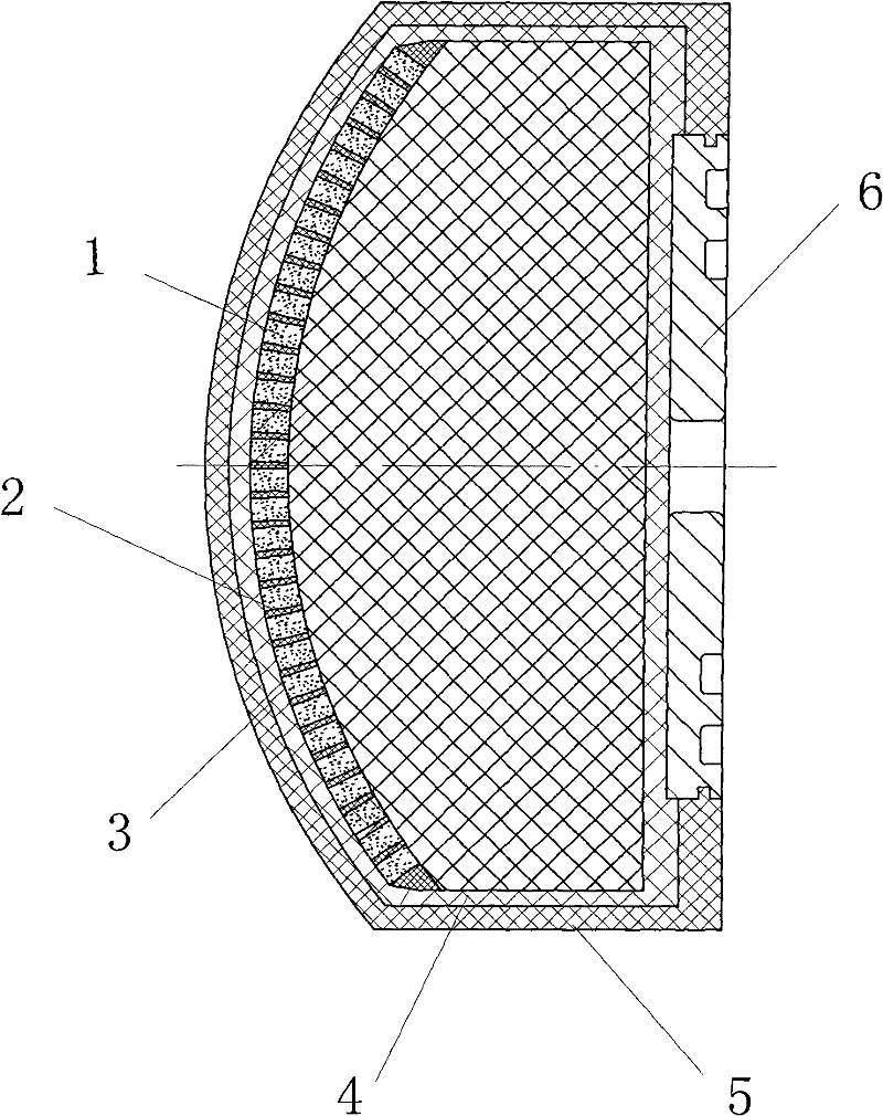 Preparation method of spherical-crown transmitting transducer with high frequency and wide wave beam