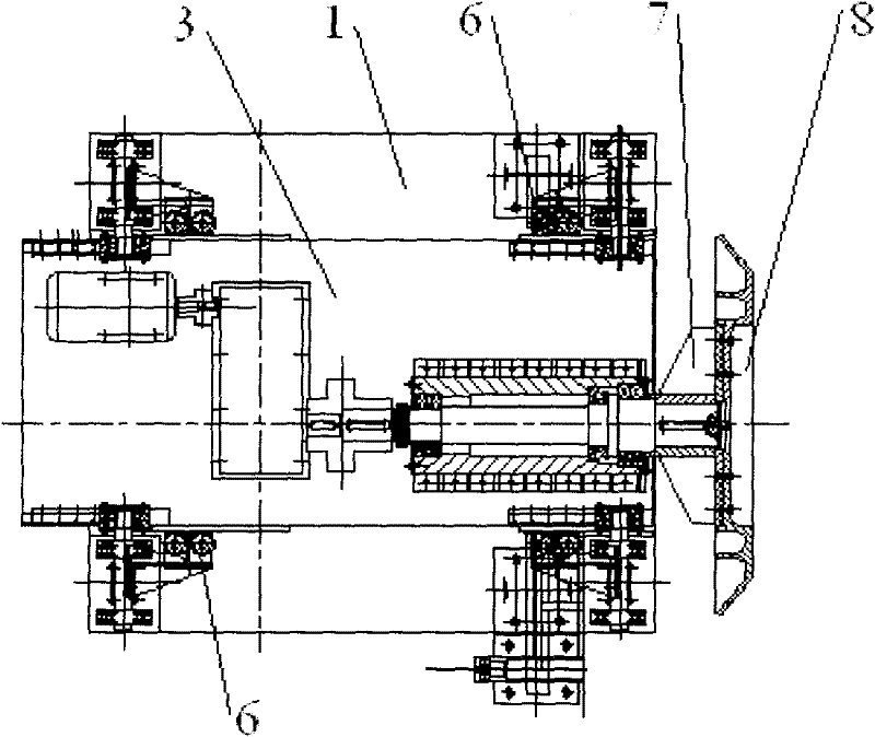 Guiding device of large diameter cast iron pipe external spraying machine