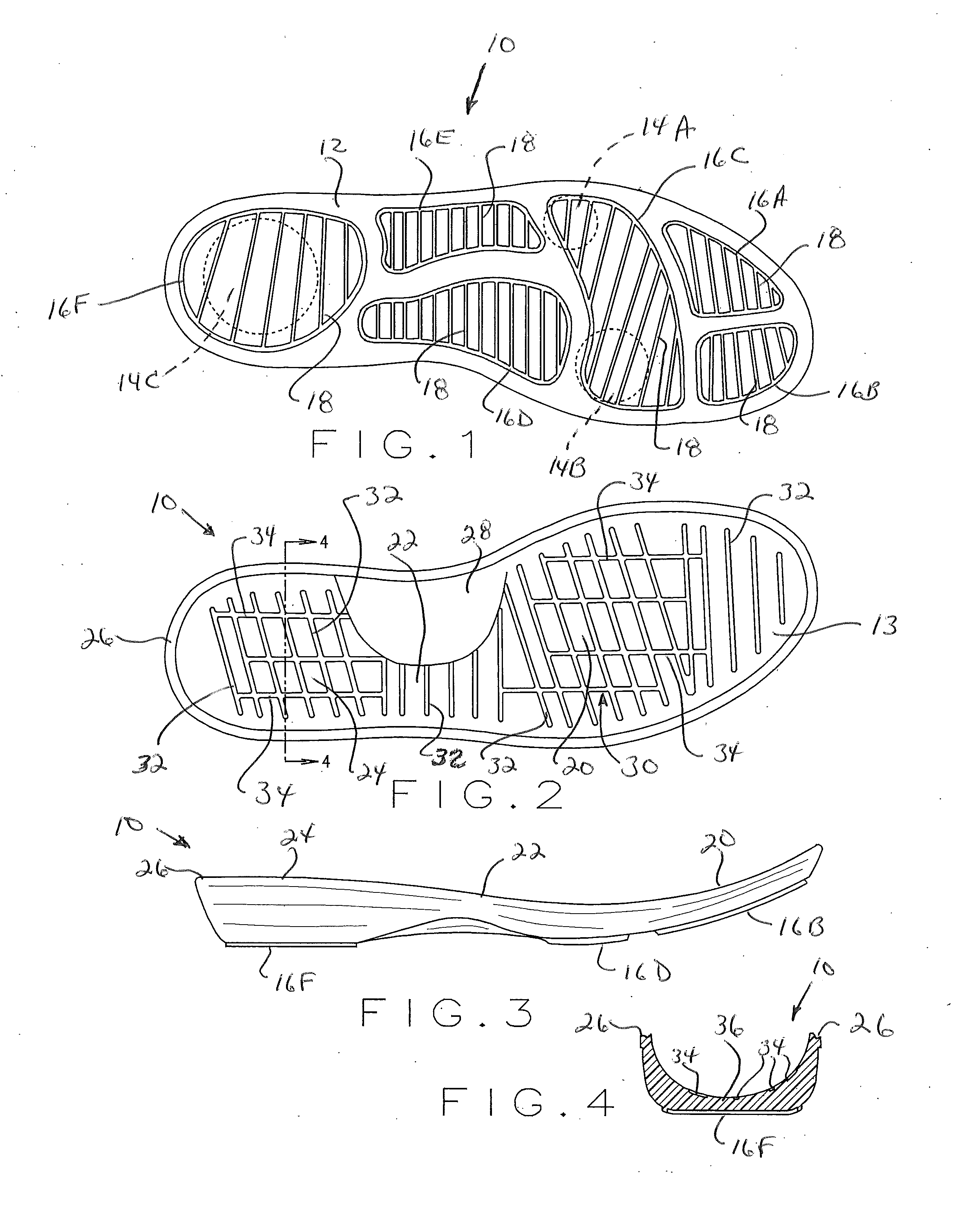 Outsole with pods and grooves