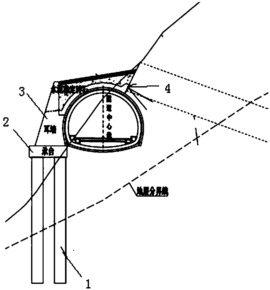 Combined highway tunnel portal structure suitable for large-bias terrains