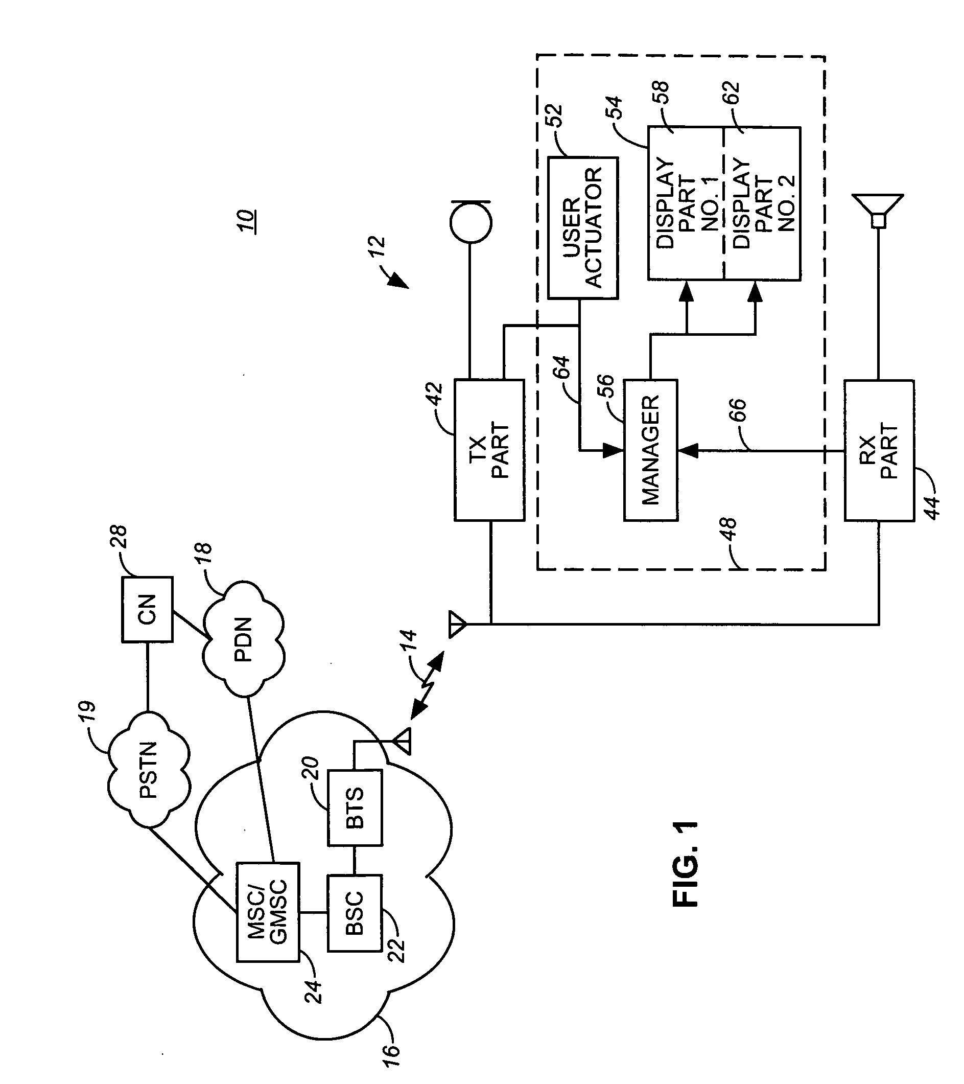 User interface apparatus, and associated method, for facilitating viewing of display indiciaon a user display by a visually-impaired user