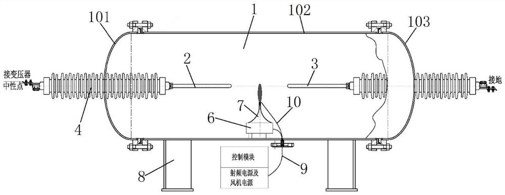 Totally-enclosed controllable transformer neutral point protection discharge gap