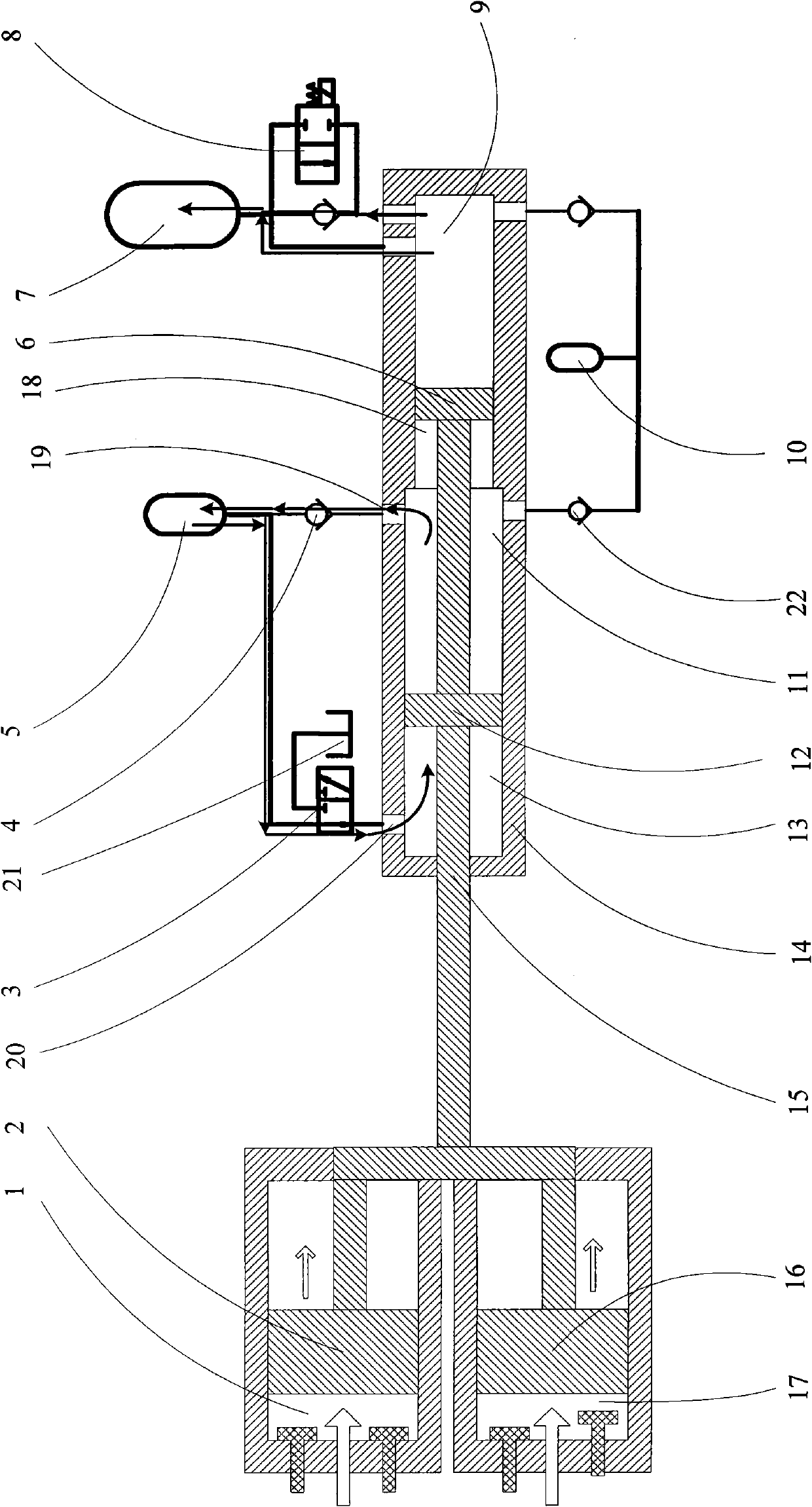 Single piston hydraulic free-piston engine capable of reducing pumping flow pulsation