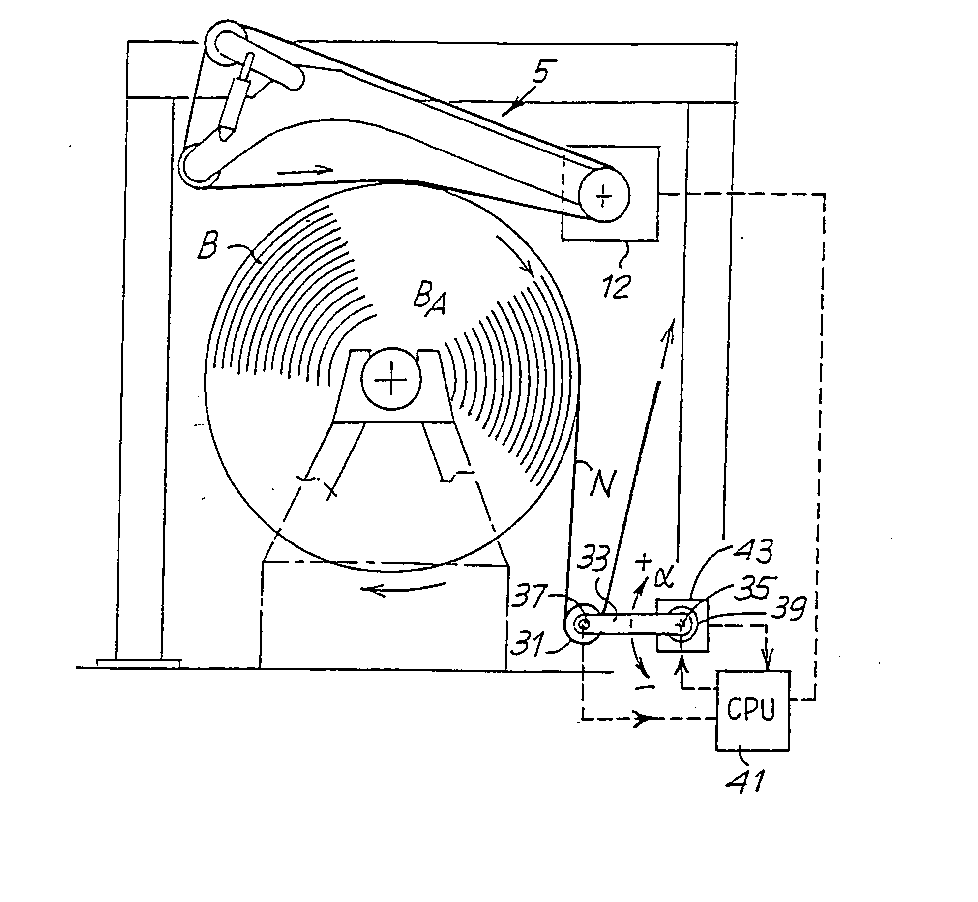 Device and method for controlling the tension of a weblike material