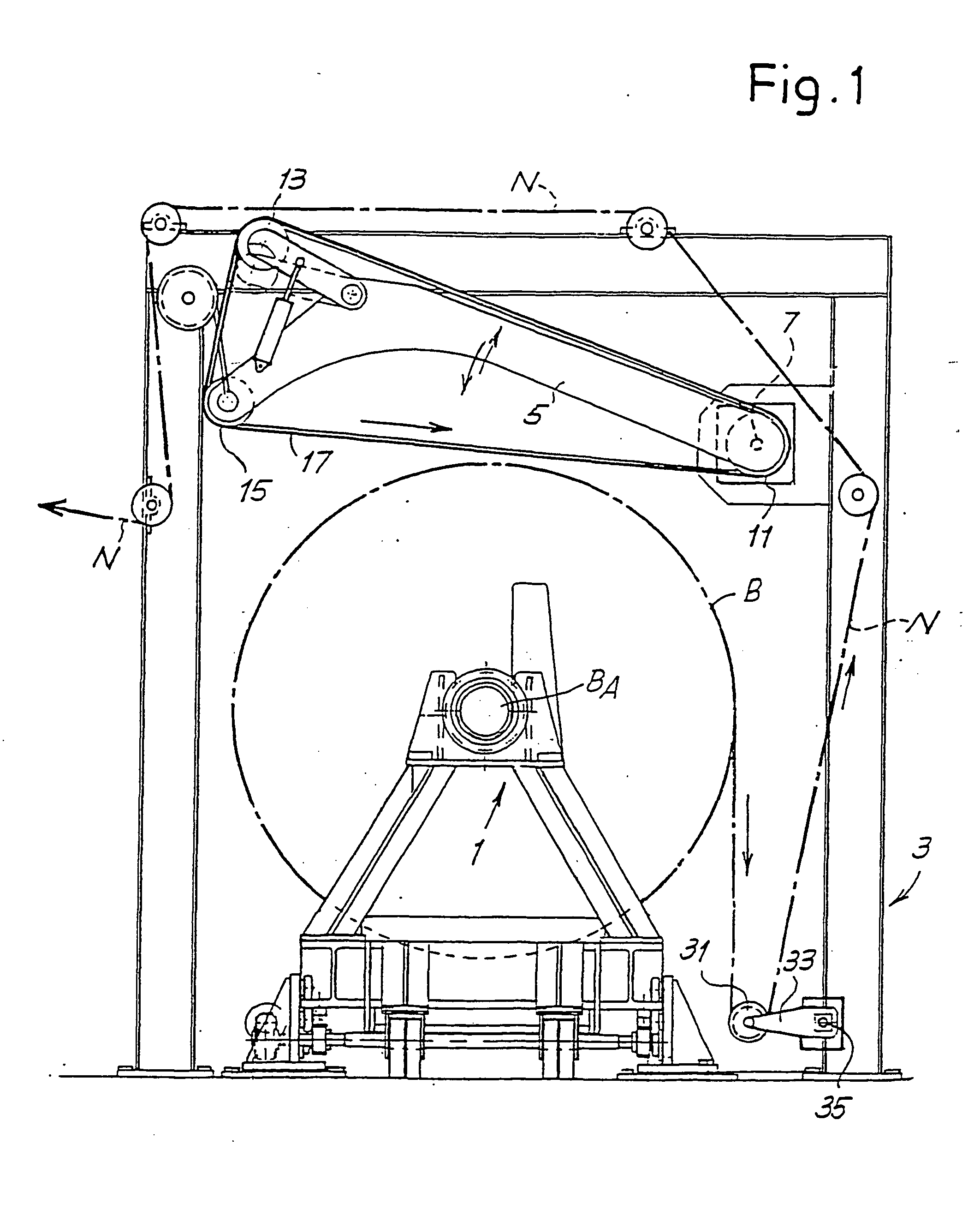 Device and method for controlling the tension of a weblike material