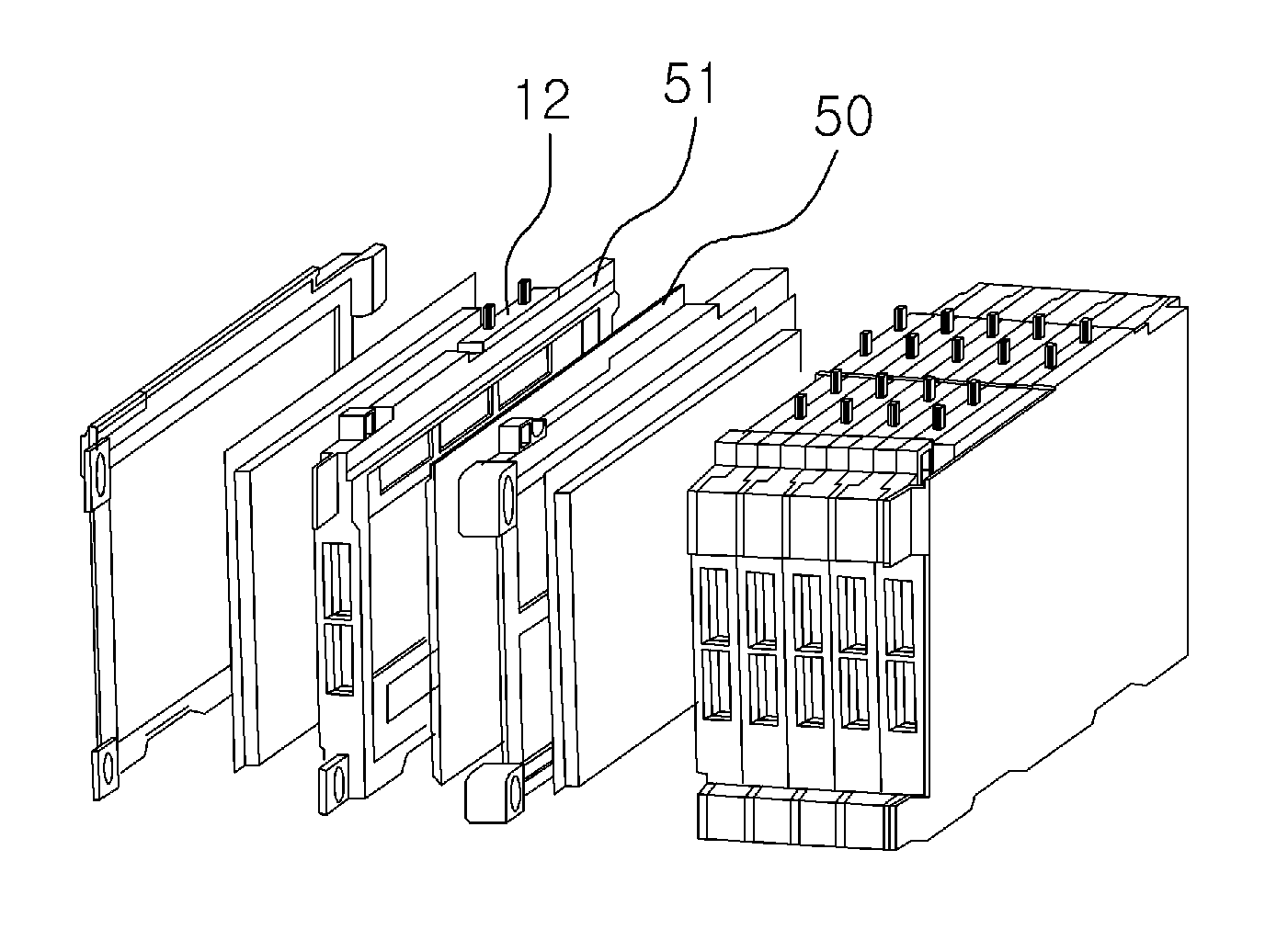 High-voltage battery with integrated cell connector